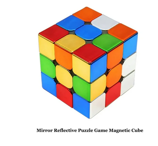 3x3 Kids Brain Puzzle Game Magnetic Cube, Personalized Mirror Reflective Turning Smoothly 3D Brain Teaser Cube, Intelligence Puzzles Learning Toys for Kids and Adult